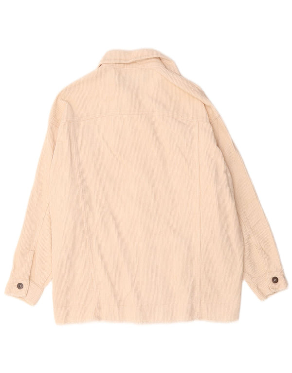 Zara Veste surdimensionnée en velours côtelé pour femme UK 6 XS Coton beige