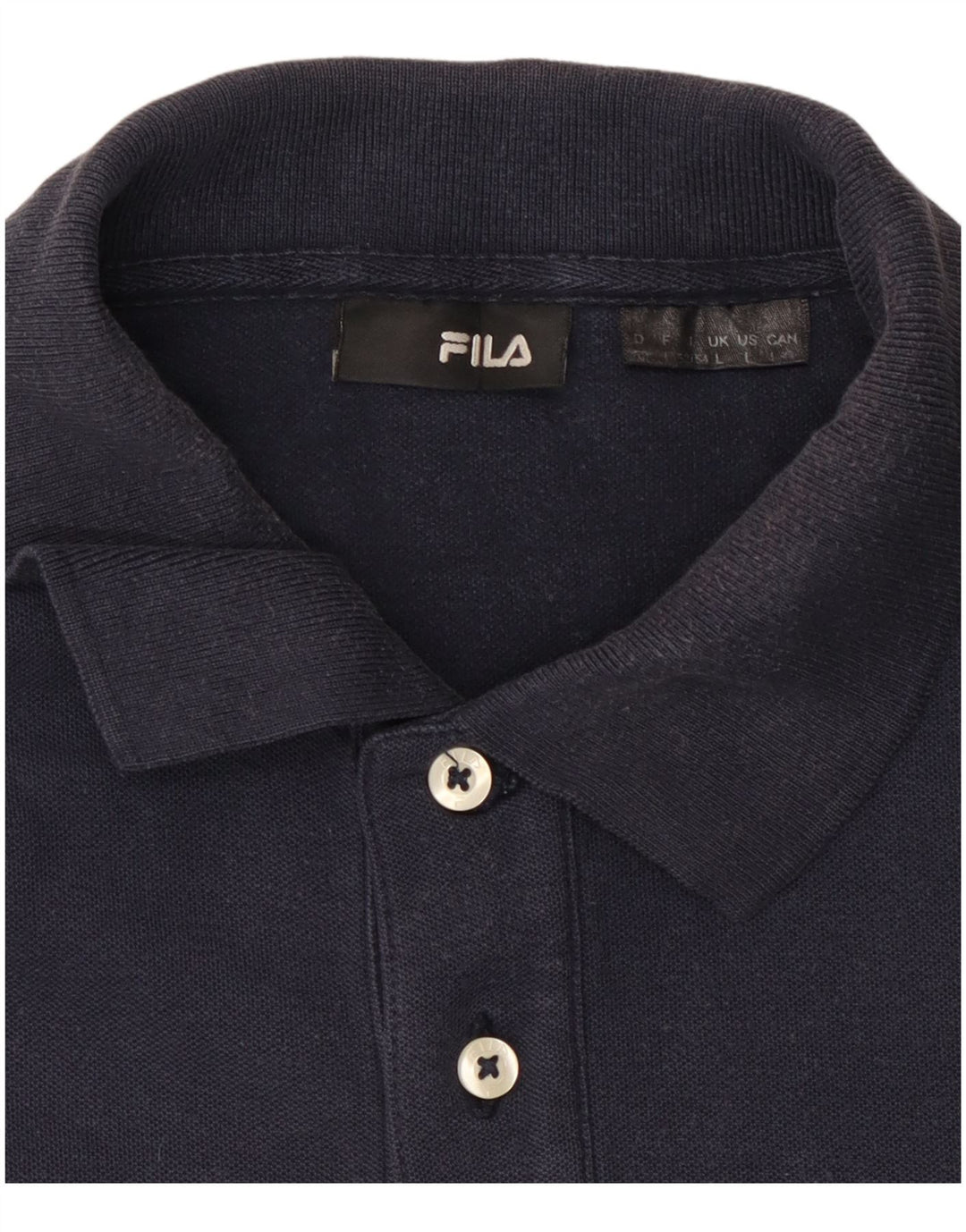 FILA Polo à manches longues pour hommes, grand, bleu marine