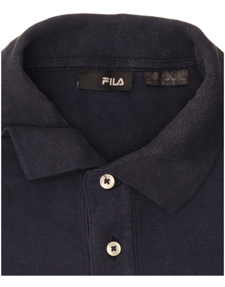 FILA Polo à manches longues pour hommes, grand, bleu marine