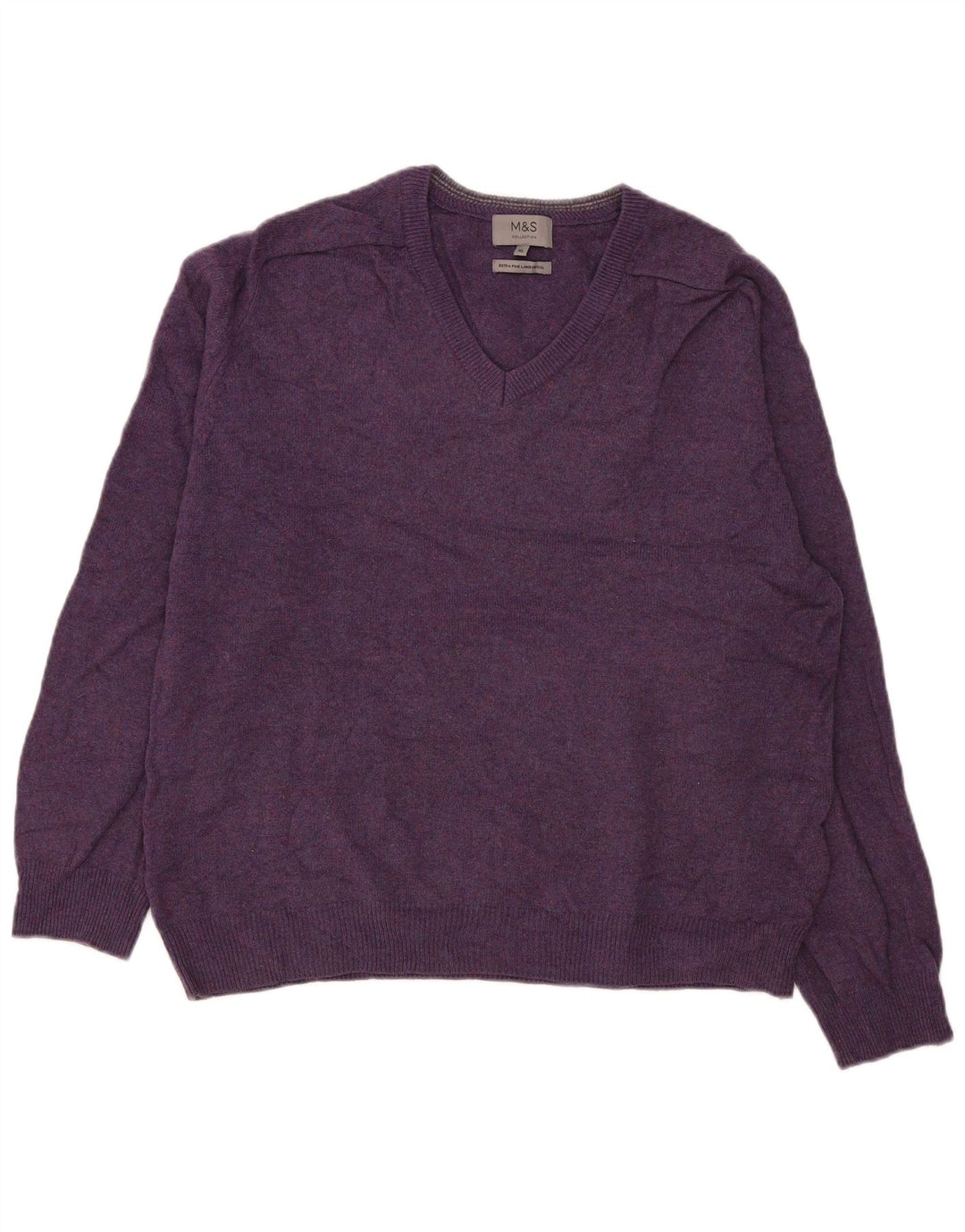 Marks & Spencer Pull col V pour homme XL en laine violette