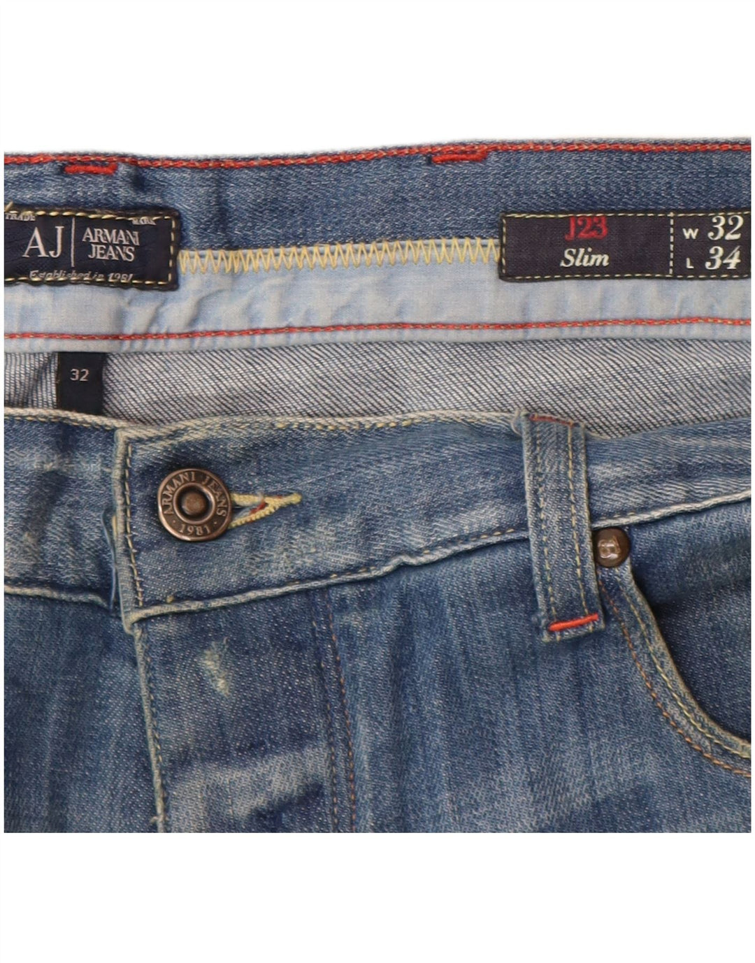 ARMANI Jean Slim Femme W32 L34 Bleu Coton