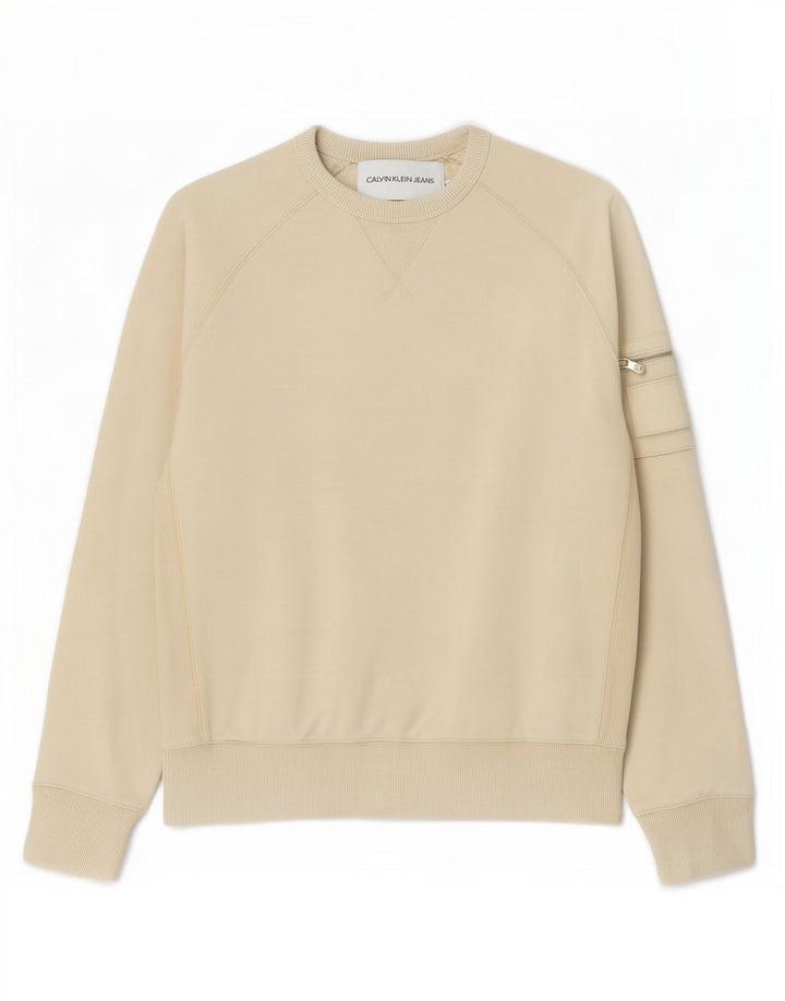 Calvin Klein Jeans Sweat-shirt pour homme en coton beige Small