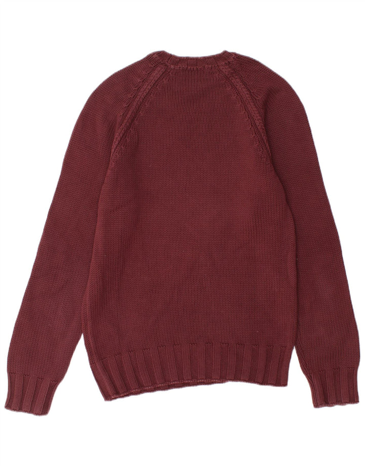 Zara Pull à col rond pour homme en coton bordeaux moyen
