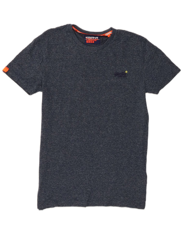 Superdry Homme T-Shirt Top Small Bleu Marine Moucheté Coton