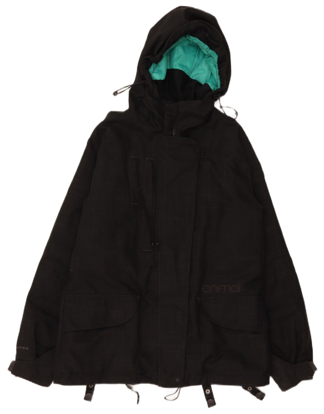 Animal Veste coupe-vent à capuche pour femme UK 14 Grand carreaux noirs en polyester