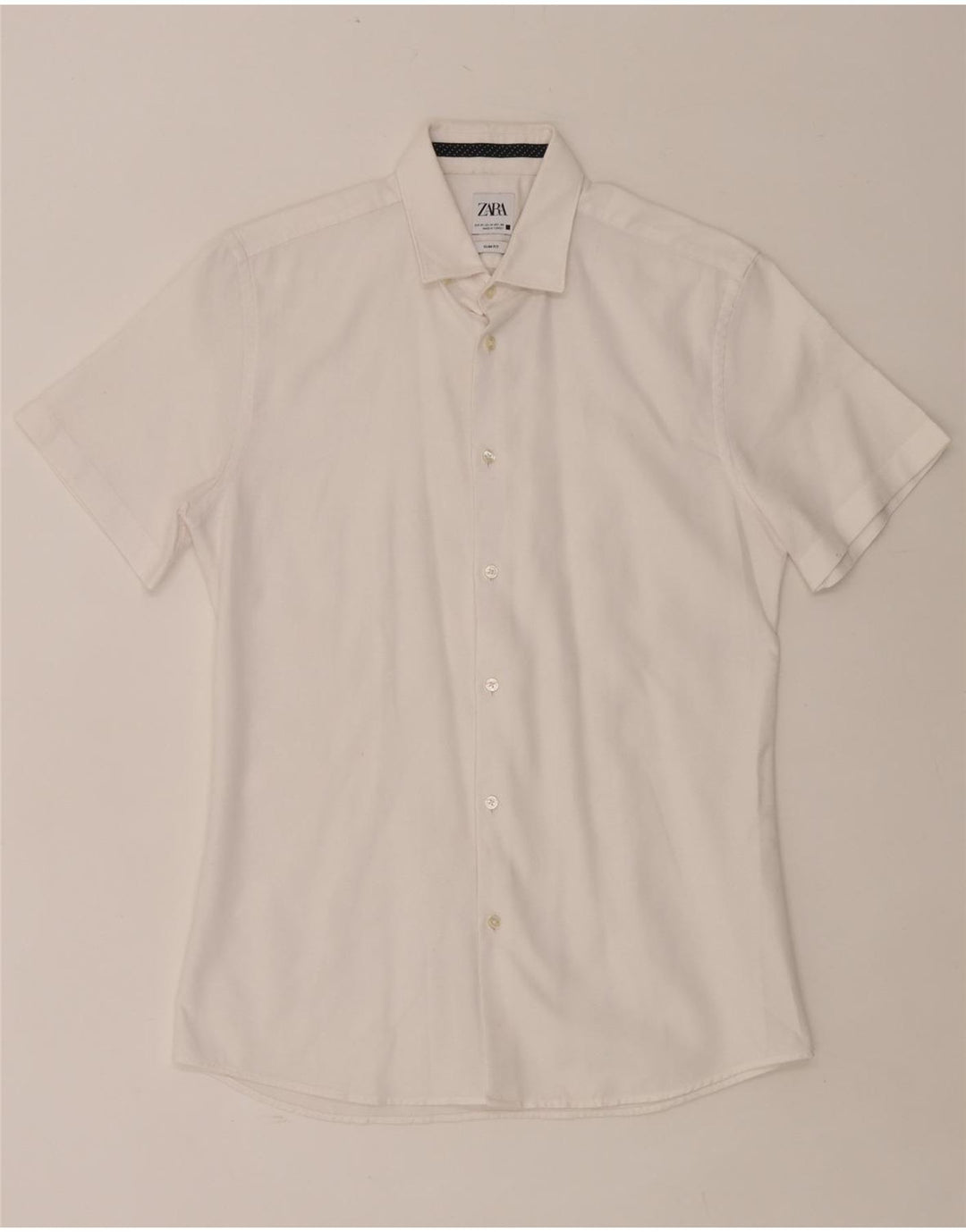 ZARA Chemise Slim Fit à Manches Courtes Homme Blanc Moyen