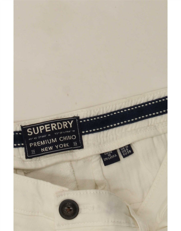 Superdry Short chino régulier pour femme UK 10 Small W30 Blanc