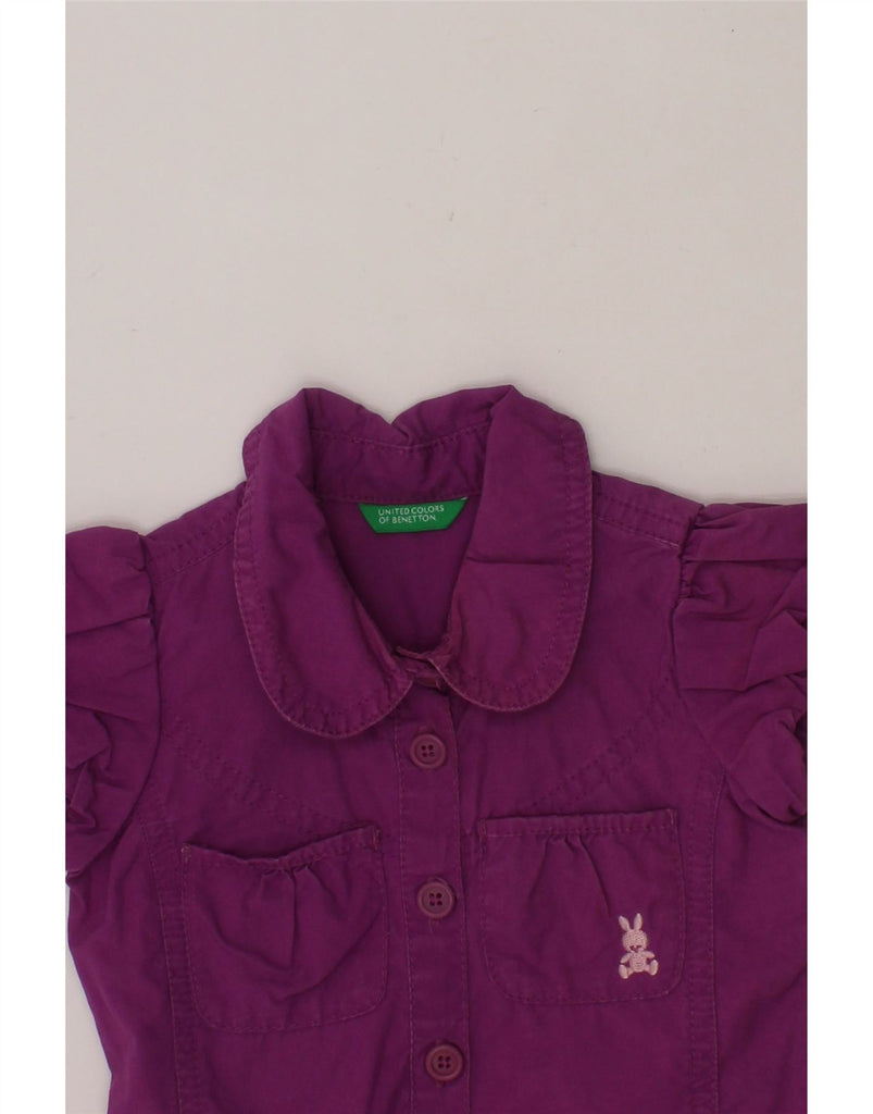BENETTON Baby Girls Shirt Dress 9-12 Months Purple Cotton Vintage Benetton and Second-Hand Benetton from Messina Hembry 