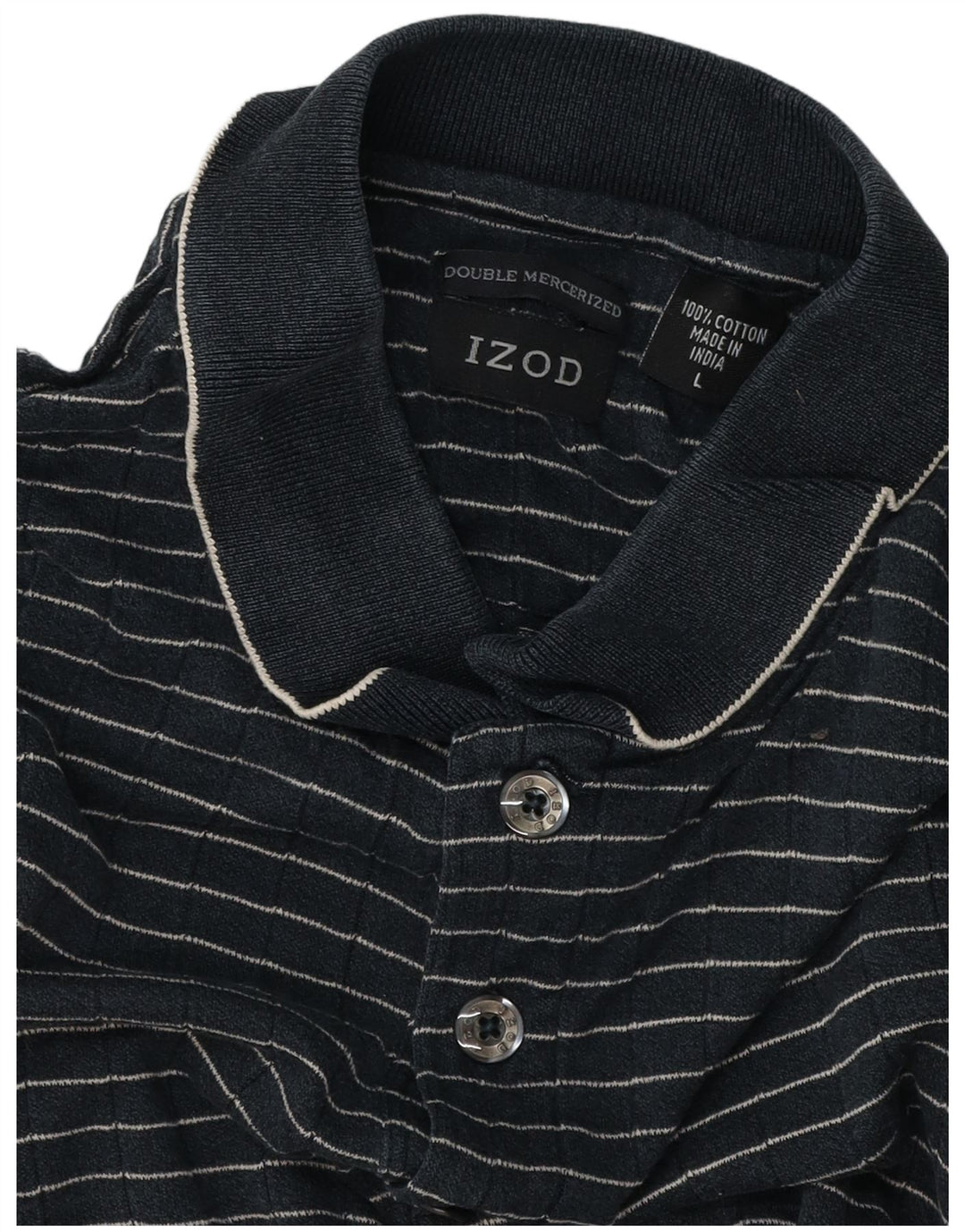 IZOD Polo Homme Large Bleu Marine Rayé Coton