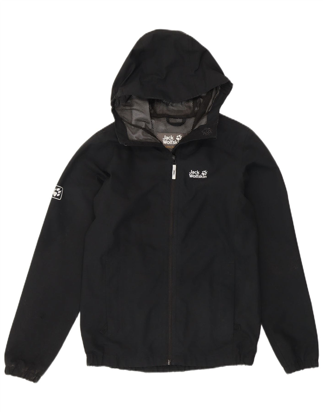 Jack Wolfskin Veste de pluie à capuche graphique pour garçon 11-12 ans Noir Polyester