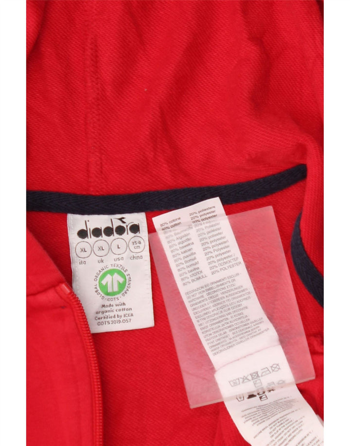 DIADORA Pull à capuche zippé graphique pour garçon 11-12 ans XL Rouge Coton