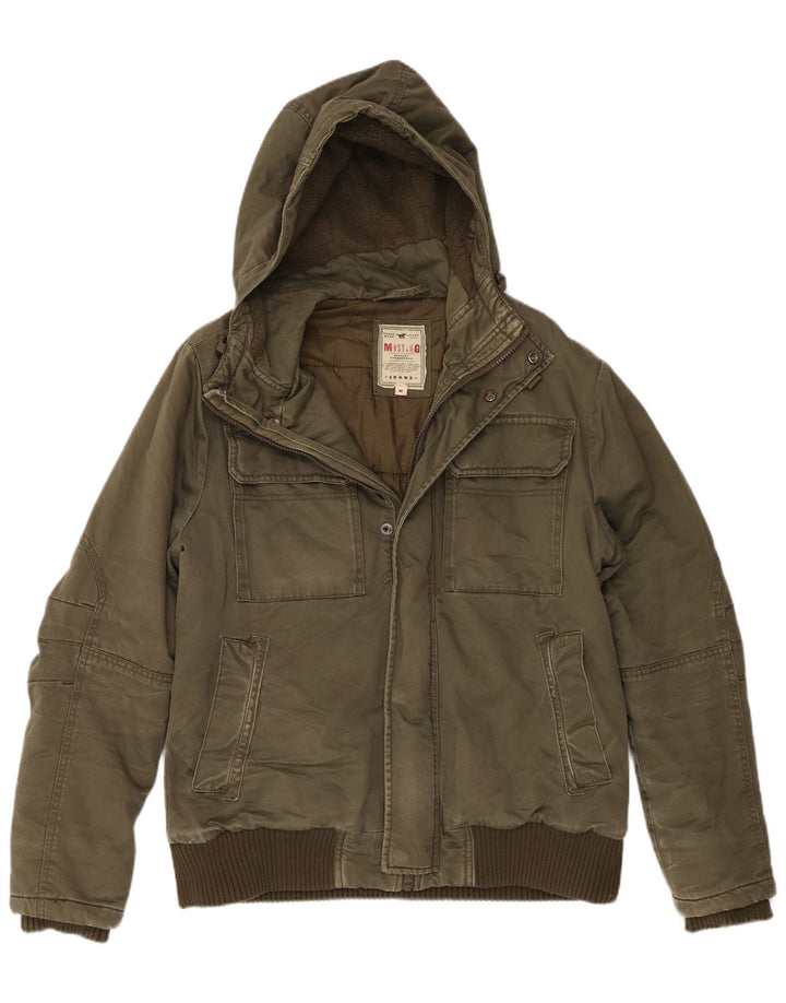 Mustang Veste utilitaire à capuche pour homme UK 38 en coton kaki moyen