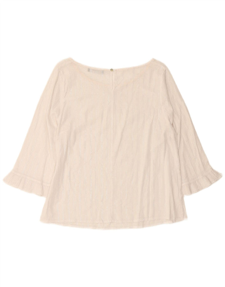 RAGNO Chemisier court à manches 3/4 pour femme UK 12 moyen blanc rayé