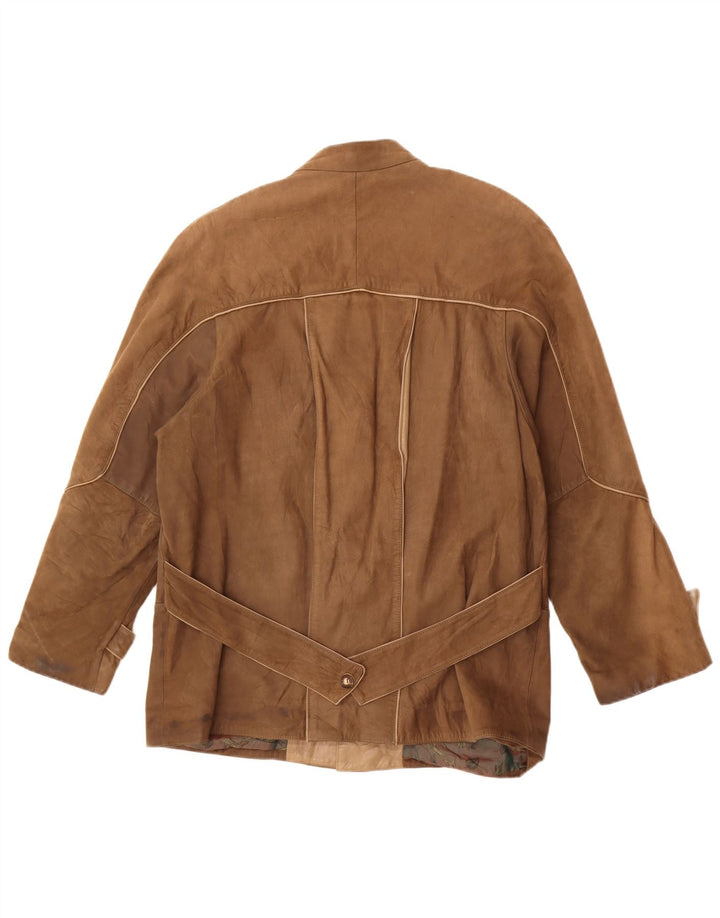 veste en cuir homme vintage IT 50 Grand Marron