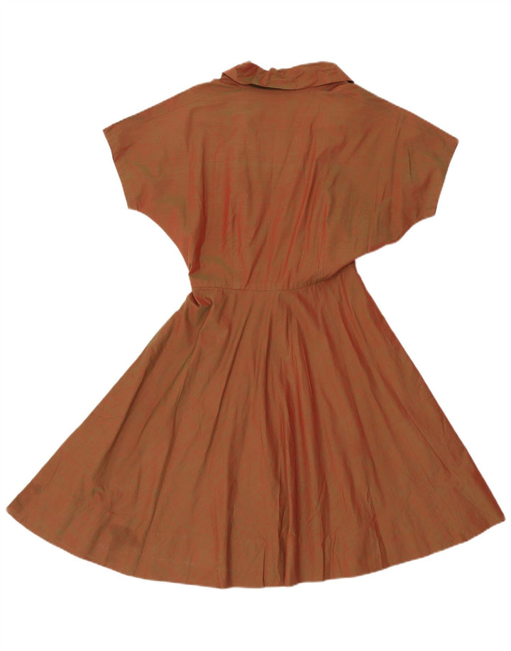 vintage Femme Robe A-Line UK 8 Petit Brun