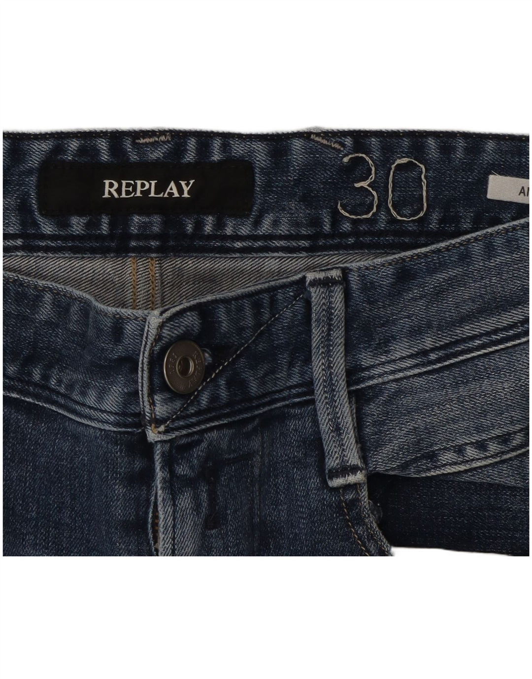 REPLAY Femme Anbass Jean Slim Effet Déchiré W30 L31 Bleu