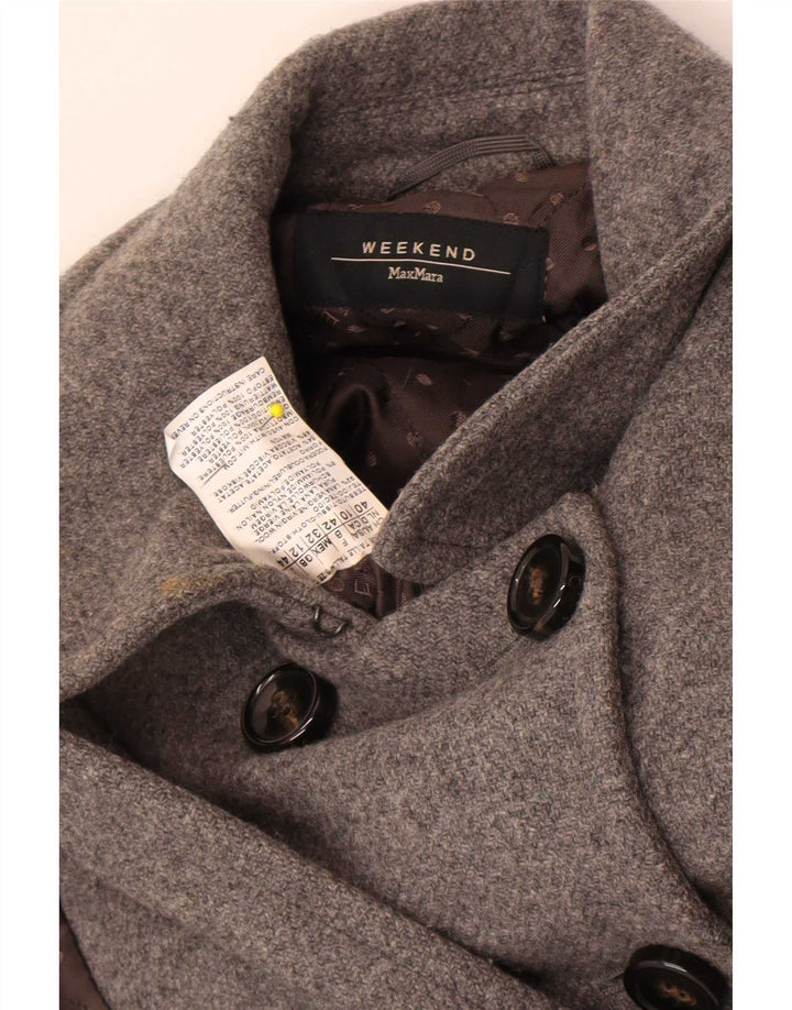 Max Mara Manteau week-end double boutonnage pour femme UK 12 Mediun Grey Wool