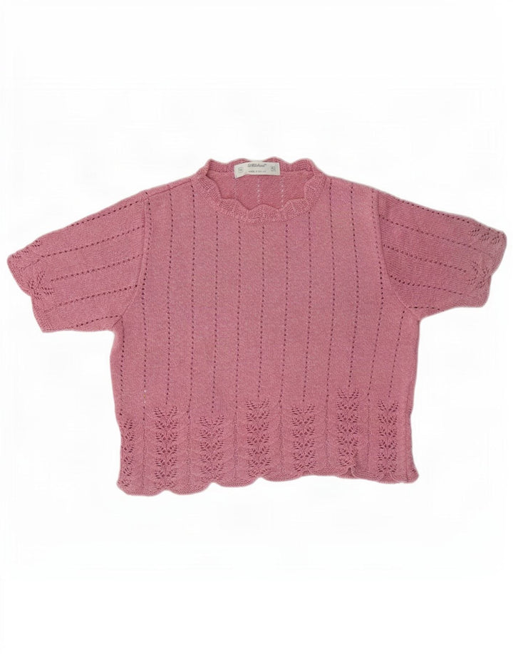 St Michael Pull à manches courtes et col rond pour femme Rose moyen UK 14