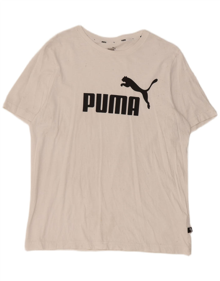 Puma T-shirt graphique pour hommes, grand, blanc, coton