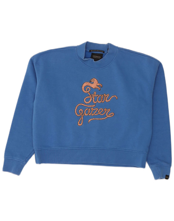 Scotch & Soda Sweat-shirt graphique surdimensionné pour femme UK 10 Small Bleu