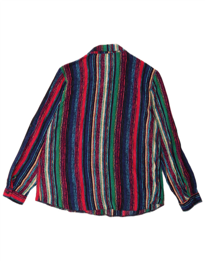 Chemisier chemise femme vintage UK 12 Viscose rayée multicolore moyenne