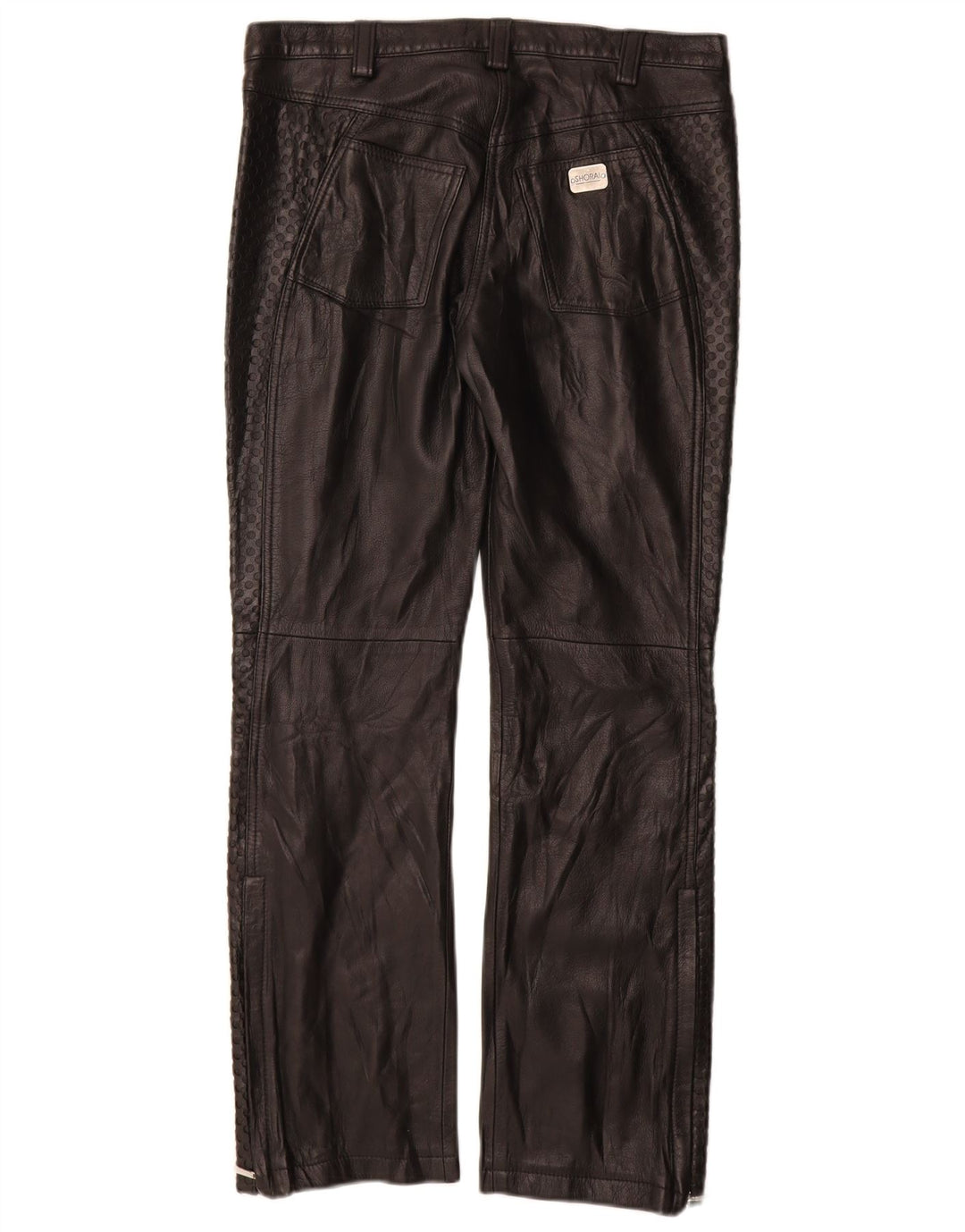 Pantalon en cuir droit femme vintage IT 42 Medium W28 L29 Cuir Noir