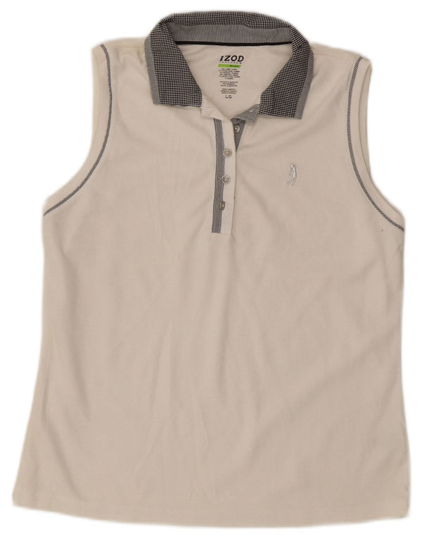 IZOD Polo sans manches pour femme UK 44 Large Blanc Coton