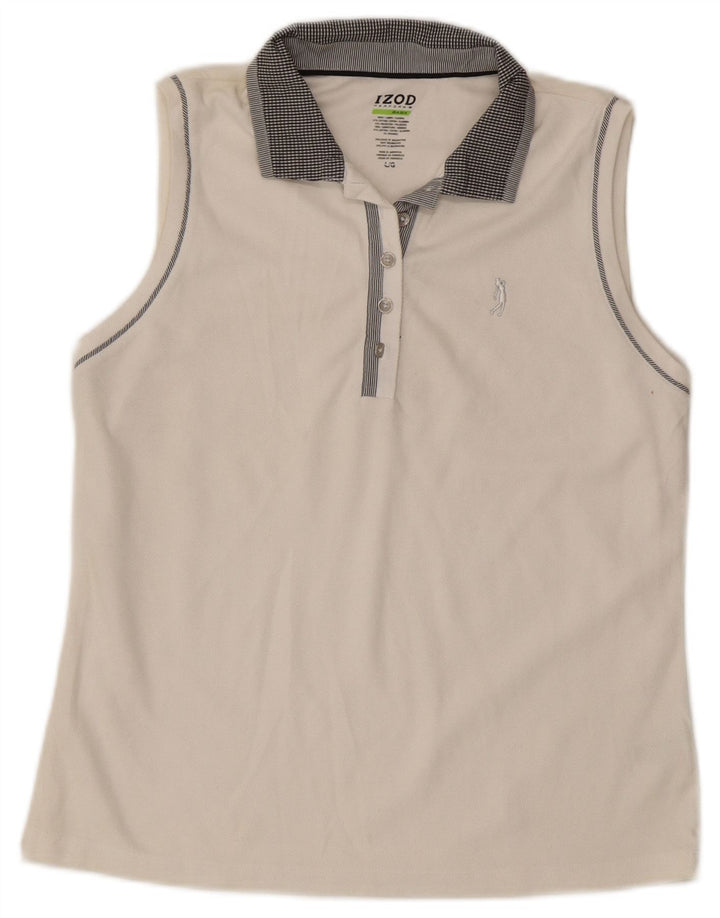 IZOD Polo sans manches pour femme UK 44 Large Blanc Coton