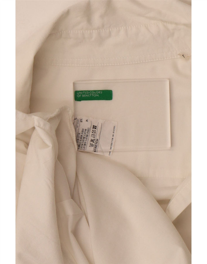 BENETTON Chemise pull femme UK 16 Large Blanc Coton