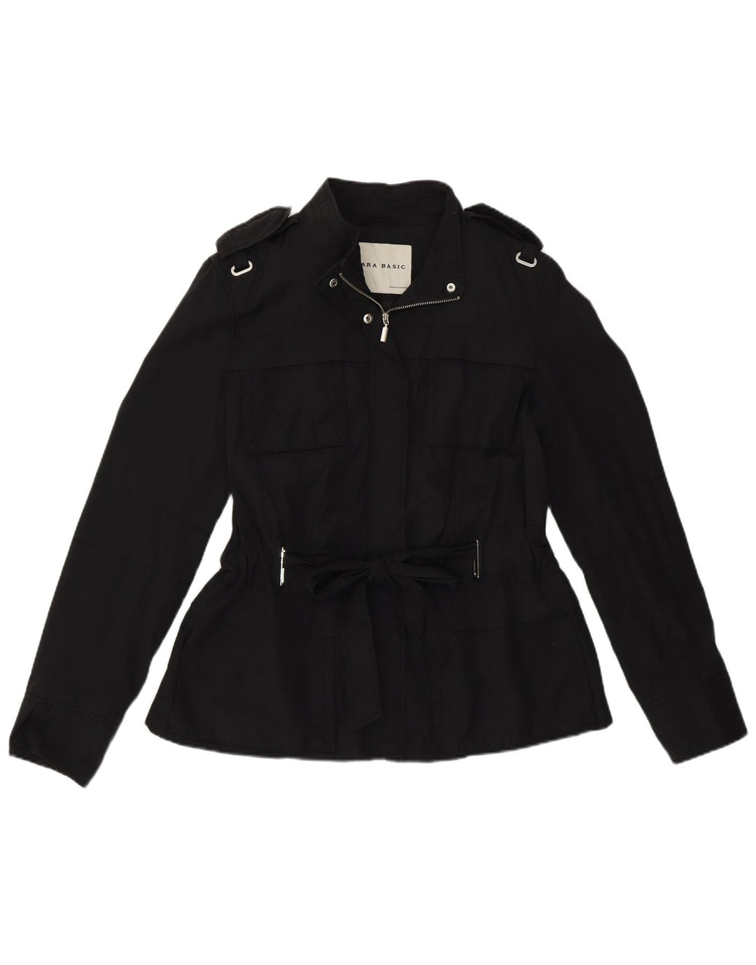 Zara Veste utilitaire militaire pour femme UK 16 Large Noir
