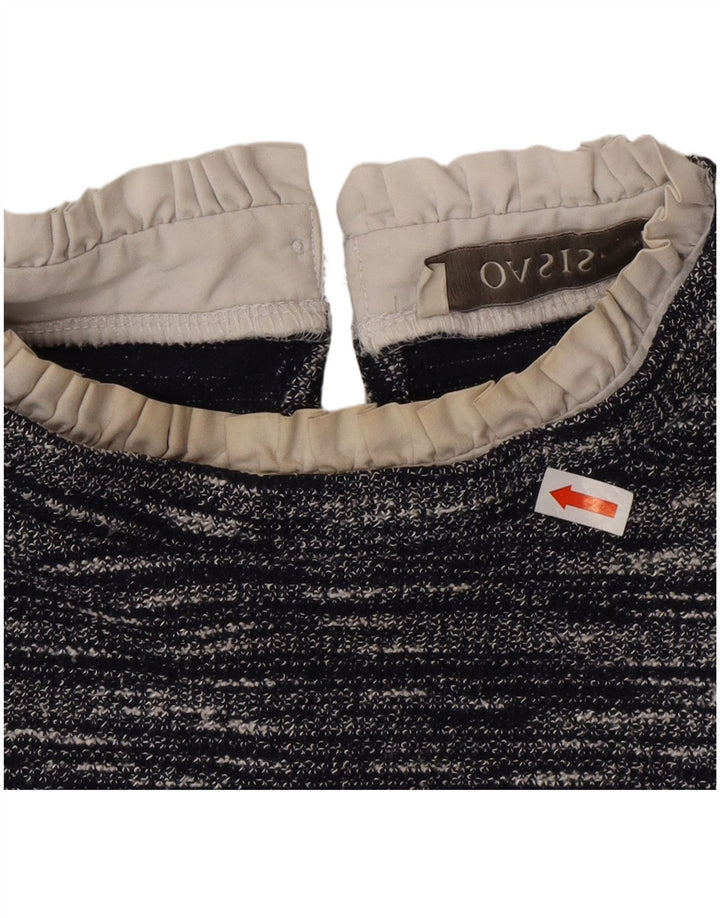 Oasis Haut à manches longues pour femme UK 12 Bleu marine moyen moucheté