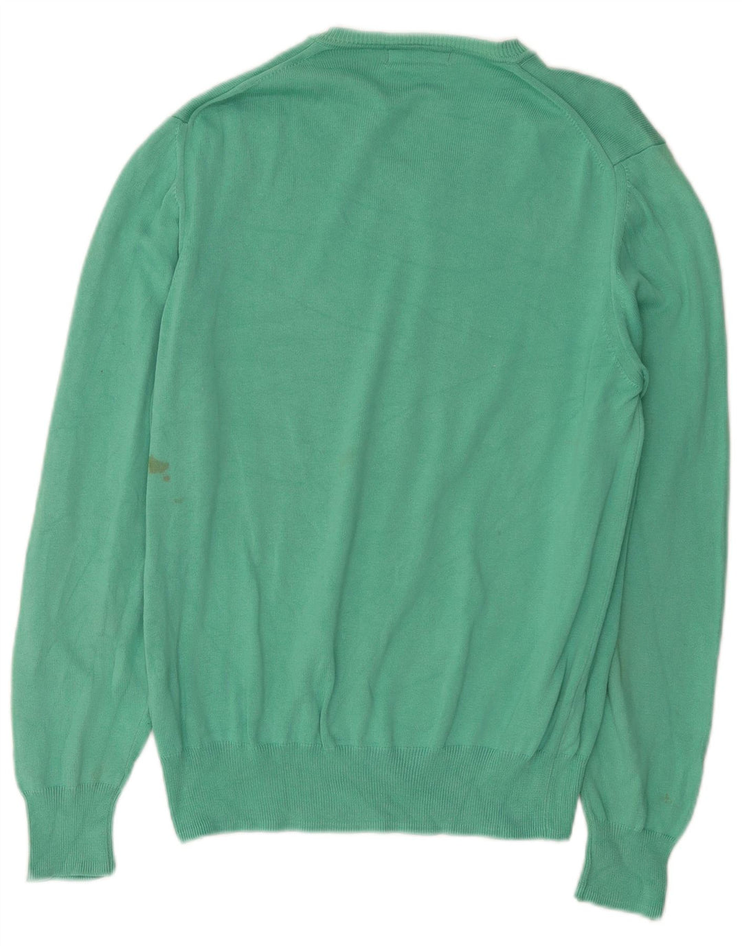 Zara Pull Col V Homme Vert Moyen Coton