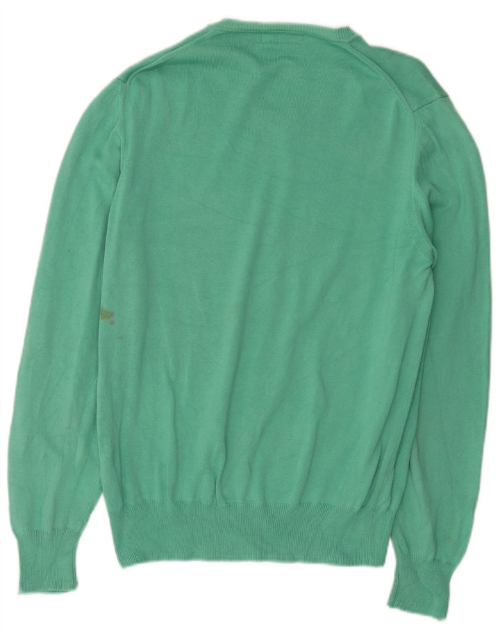 Zara Pull Col V Homme Vert Moyen Coton