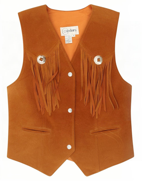 Cedars Gilet Western en Daim pour Femme UK 10 Petit Cuir Beige