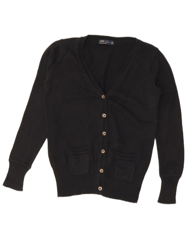 Zara Womens Cardigan Sweater UK 16 Large Noir Coton
