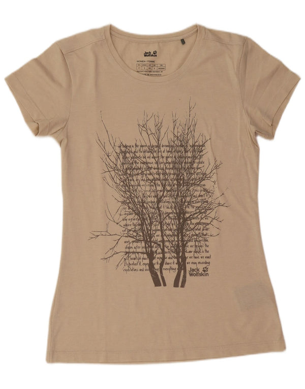 Jack Wolfskin T-shirt graphique pour femme UK 6 XS Coton beige