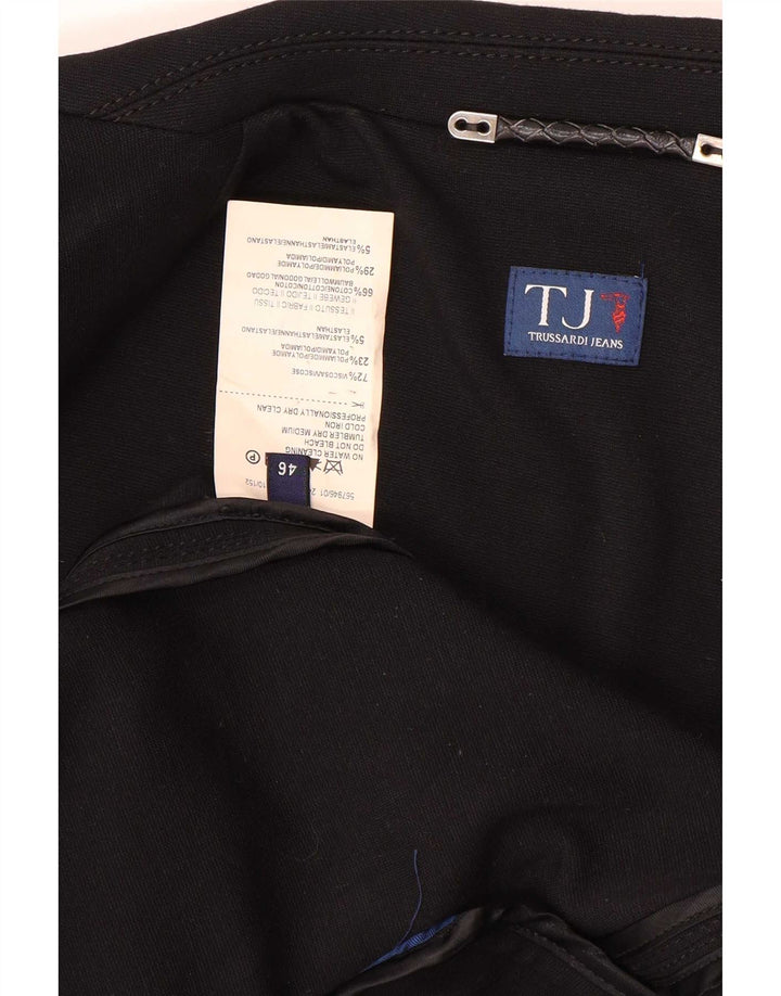 Trussardi Jeans Veste Blazer 2 Boutons Femme IT 46 Large Noir Viscose