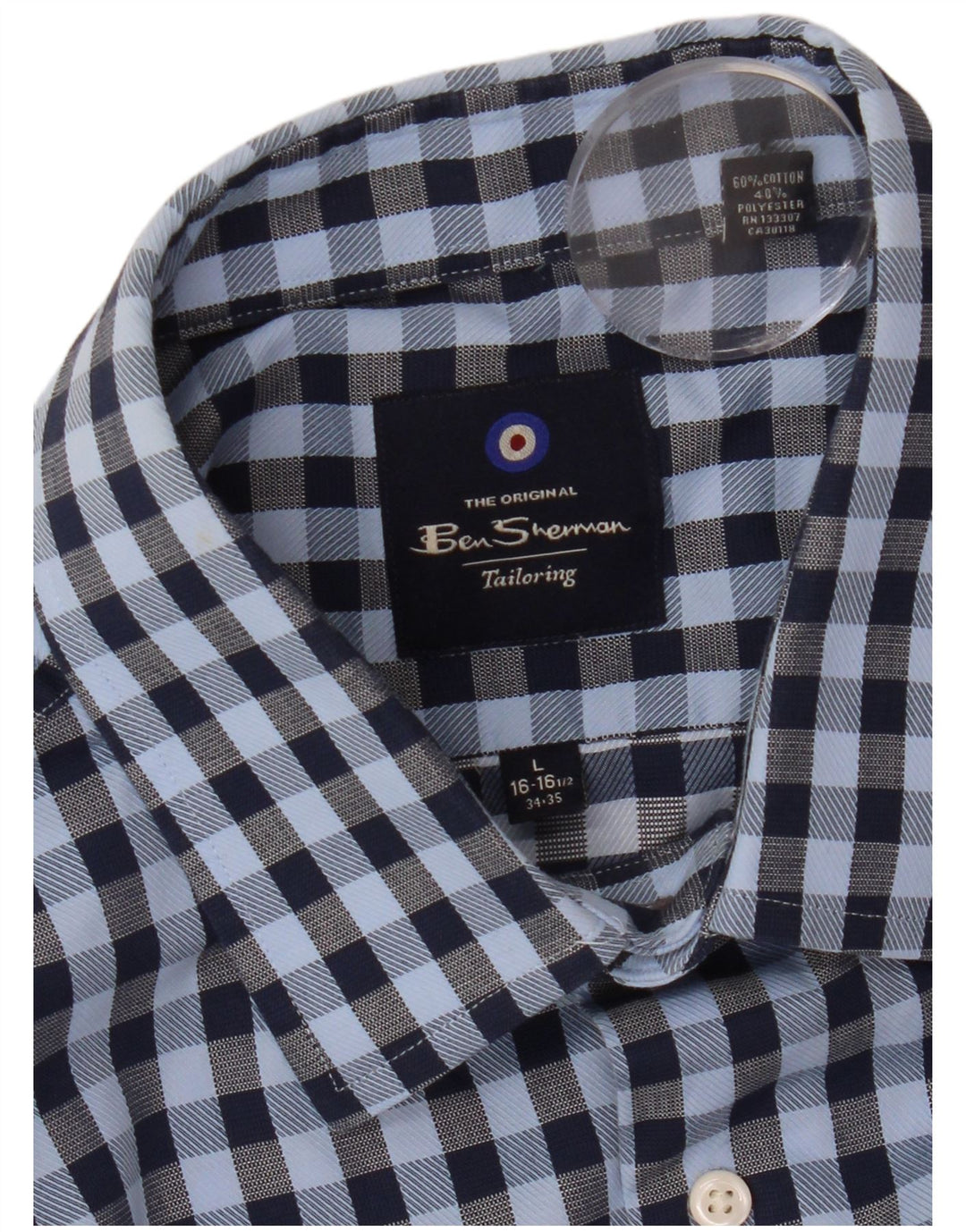 Ben Sherman Chemise Homme Taille 16 1/2 Grand Coton Vichy Bleu