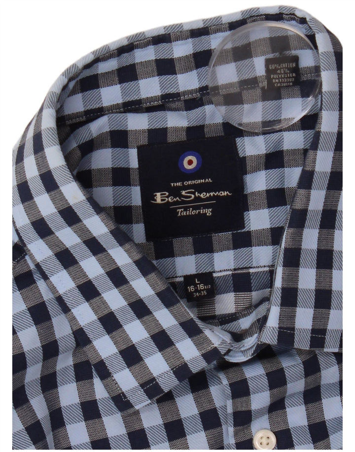 Ben Sherman Chemise Homme Taille 16 1/2 Grand Coton Vichy Bleu