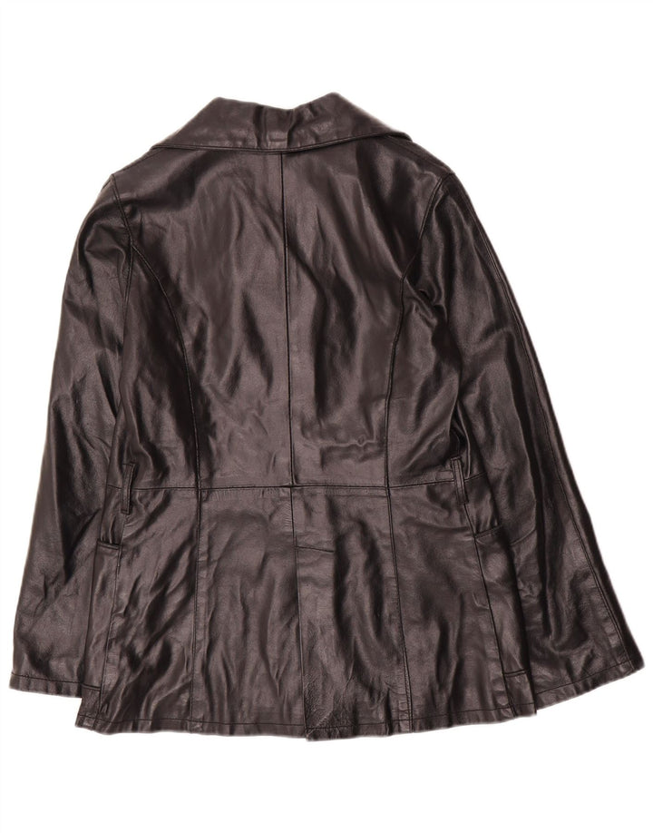 Bayside Veste en cuir pour femme UK 10 Petit cuir noir