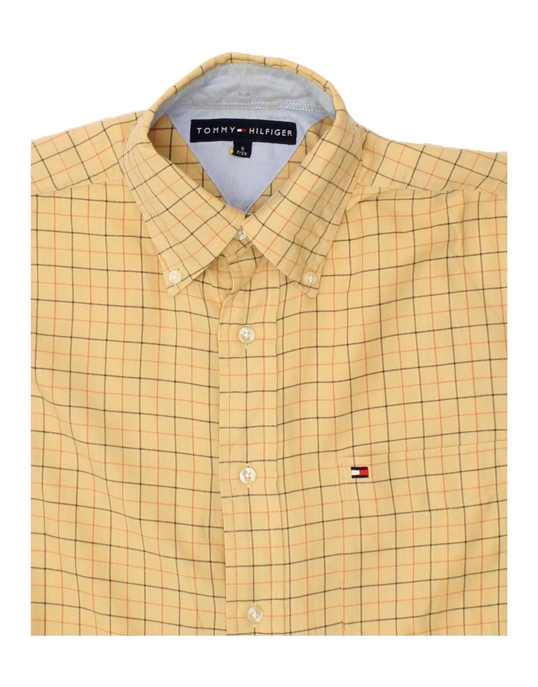 TOMMY HILFIGER Chemise Homme Petit Carreau Jaune Coton