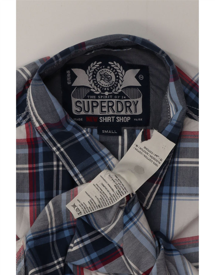 SUPERDRY Chemise Homme Small Bleu Marine à Carreaux Coton