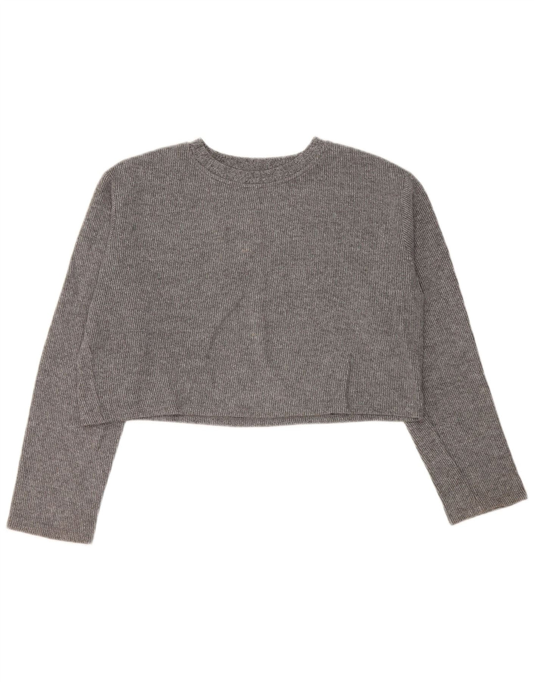 Zara Womens Crop Top Manches Longues UK 16 Large Gris
