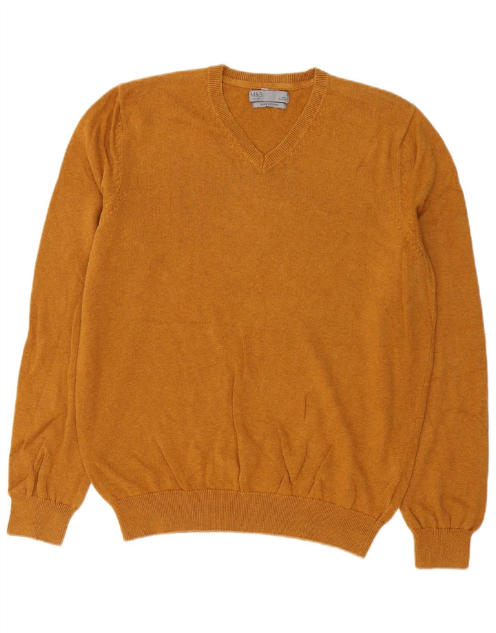Marks & Spencer Pull col V Homme Marron Moyen Coton