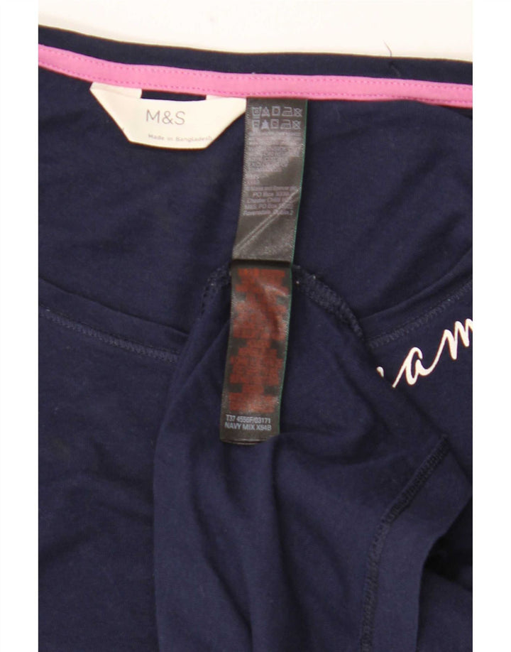 Marks & Spencer Haut à manches longues pour femme UK 44 Bleu marine moyen Coton