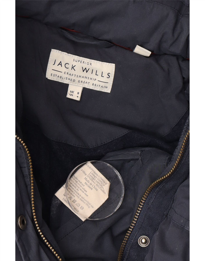 Jack Wills Veste matelassée à capuche pour femme UK 8 Small Bleu marine Polyester