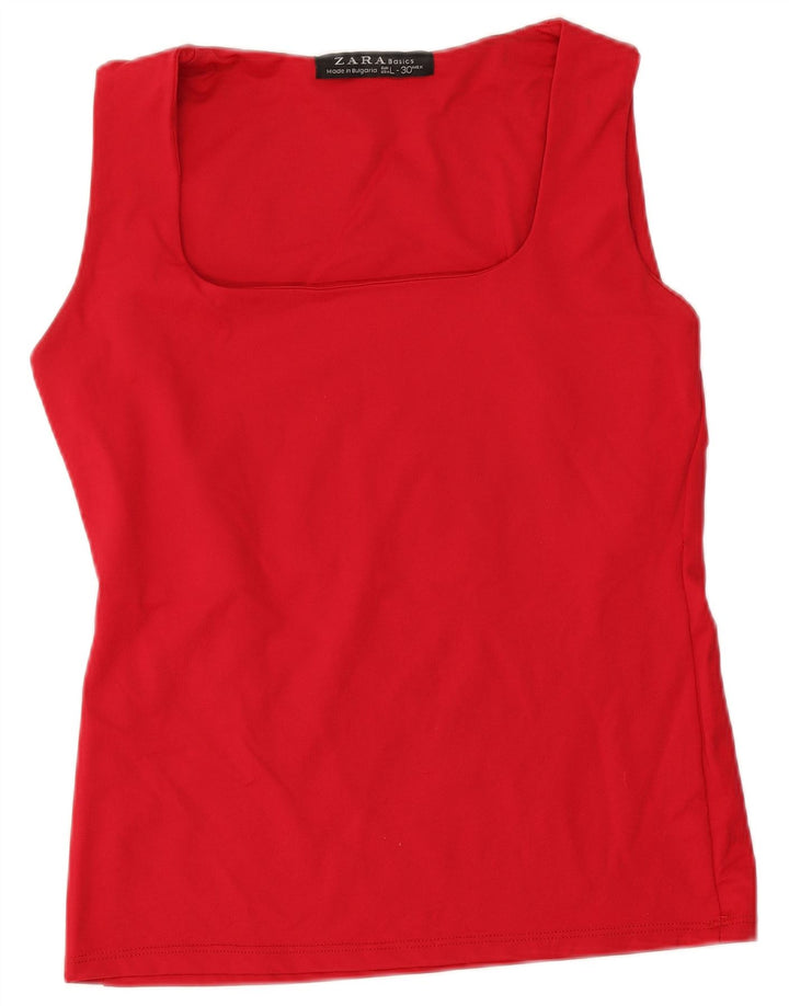Zara Femme Débardeur UK 14 Large Rouge Polyamide
