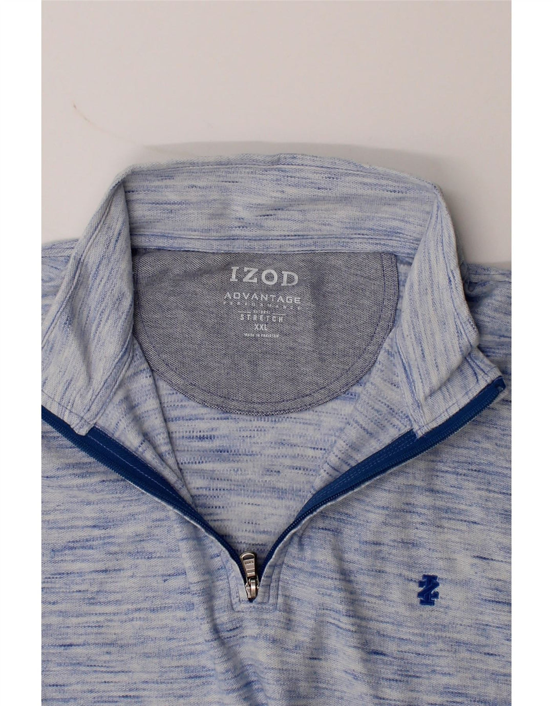 IZOD Mens Zip Neck Pullover Tracksuit Top 2XL Navy Blue Flecked Cotton Vintage Izod and Second-Hand Izod from Messina Hembry 