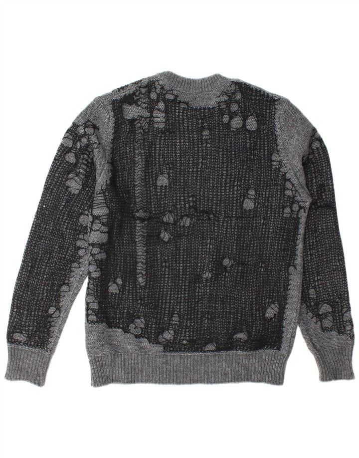 Diesel Pull à col rond en détresse pour homme, grand, gris, acrylique