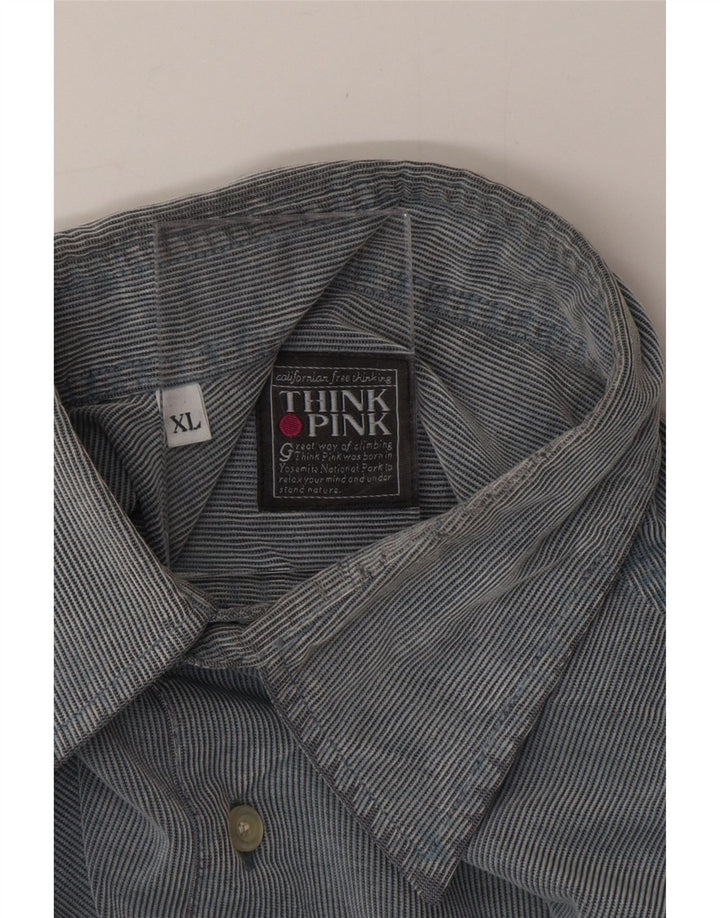 THINK PINK Chemise Homme XL Bleu Rayure Coton